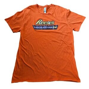 Threadfast Apparel Reeses Chocolate Lava Cup Orange Graphic T-Shirt Mens Large
